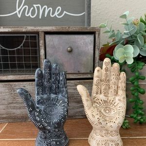 2 New Decorative Carved Hand Sculptures